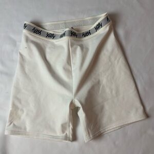 Yitty White Bike Shorts Compression Logo Waistband Women’s Sz Large
